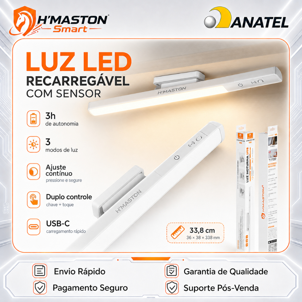 H'Maston ND10 Luminária Led Sem Fio Luminária Com Sensor De Presença Luz Sensor De Presença Luminária Sensor De Presença