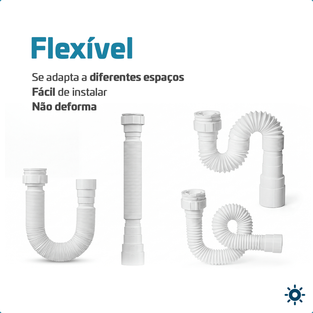 Sifão Sanfonado Flexível Universal Pvc Branco Lavatório Pia 72cm Beltempo · foto 2