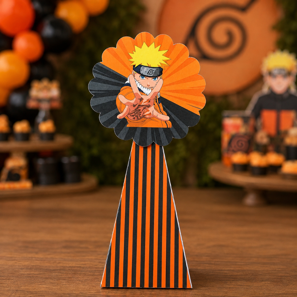 Kit 10 Caixinha Pirâmide Naruto Personalizada com Nome e Idade | Lembrancinha Festa Infantil | Pegue e Monte