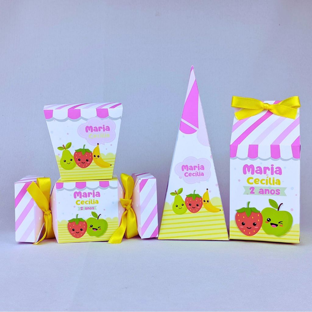 Kit 10 a 45 Caixinhas Personalizadas Lembrancinhas Frutinhas Para Festa Aniversario Festinha