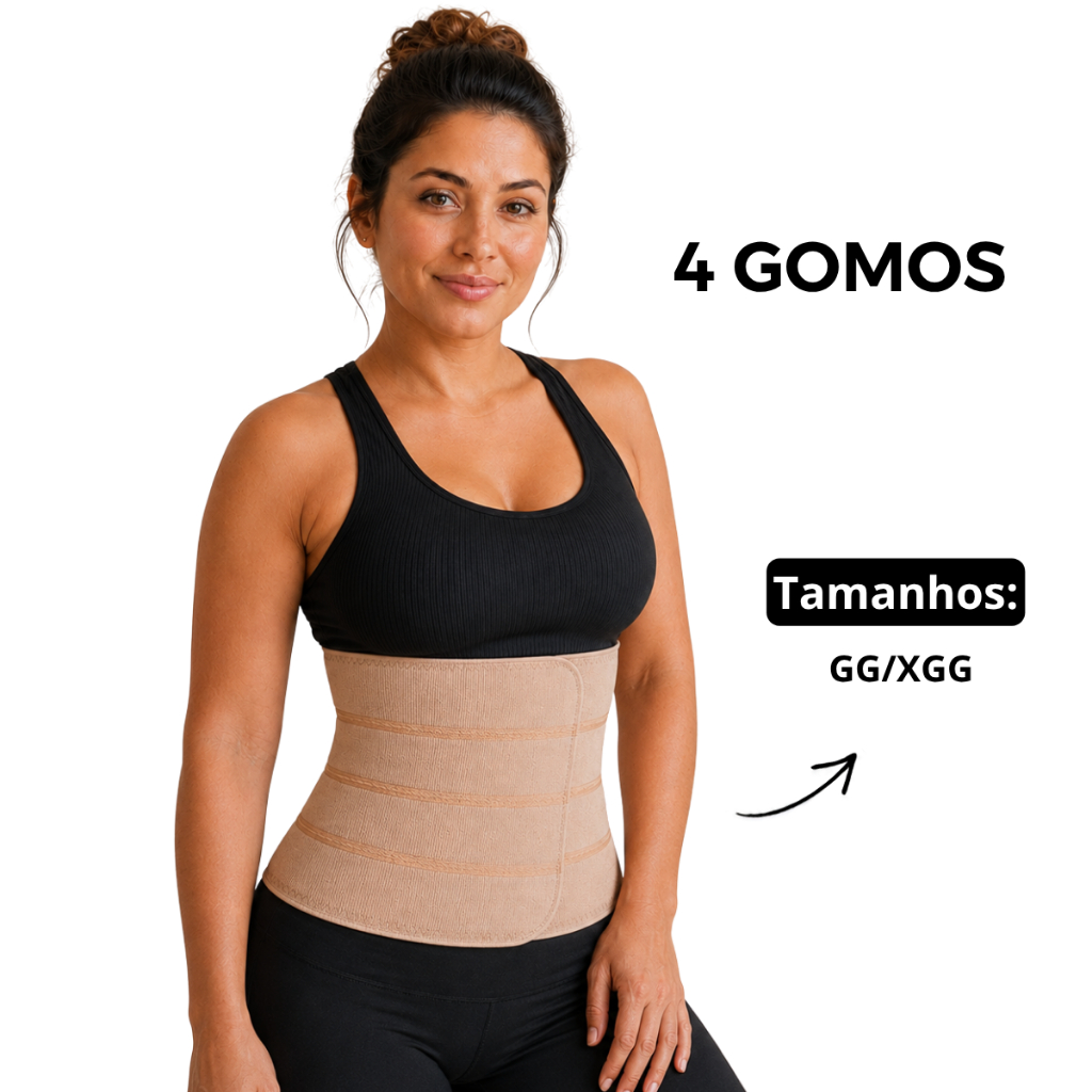 Cinta Pós Cirúrgica Abdominal 4 Bandas Ajustável GG/XGG 1,15m Alta Compressão Pós Operatório