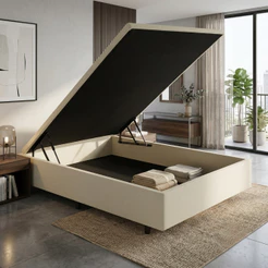 Base Box Baú Viúva 128x188x42cm Courino Linho Areia