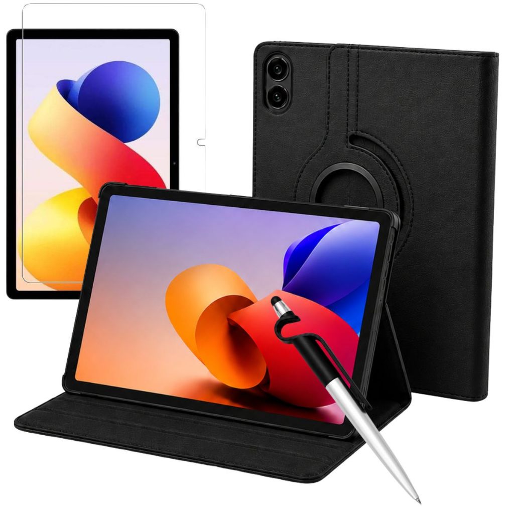 Kit Capa Tablet Para Xiaomi Redmi Pad 2 Pro 12.1 Giratória + Película + Caneta T