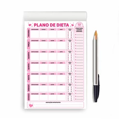 100 FOLHAS PLANNER SEMANAL ALIMENTAÇÃO DIETA/FITNESS/REALIMENTAÇÃO A EM BLOCO DESTACÁVEL