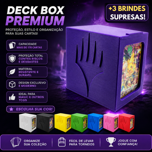 DECK BOX PREMIUM PARA TCG – MAGIC THE GATHERING – SUPORTA MAIS DE 170 CARTAS  + 3 BRINDES SURPRESAS!
