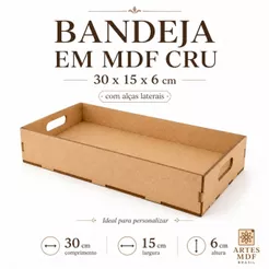 Bandeja Grande MDF Cru Com Alça Cesta Presente Lembrancinha Artesanato Personalizar Cantinho do Café
