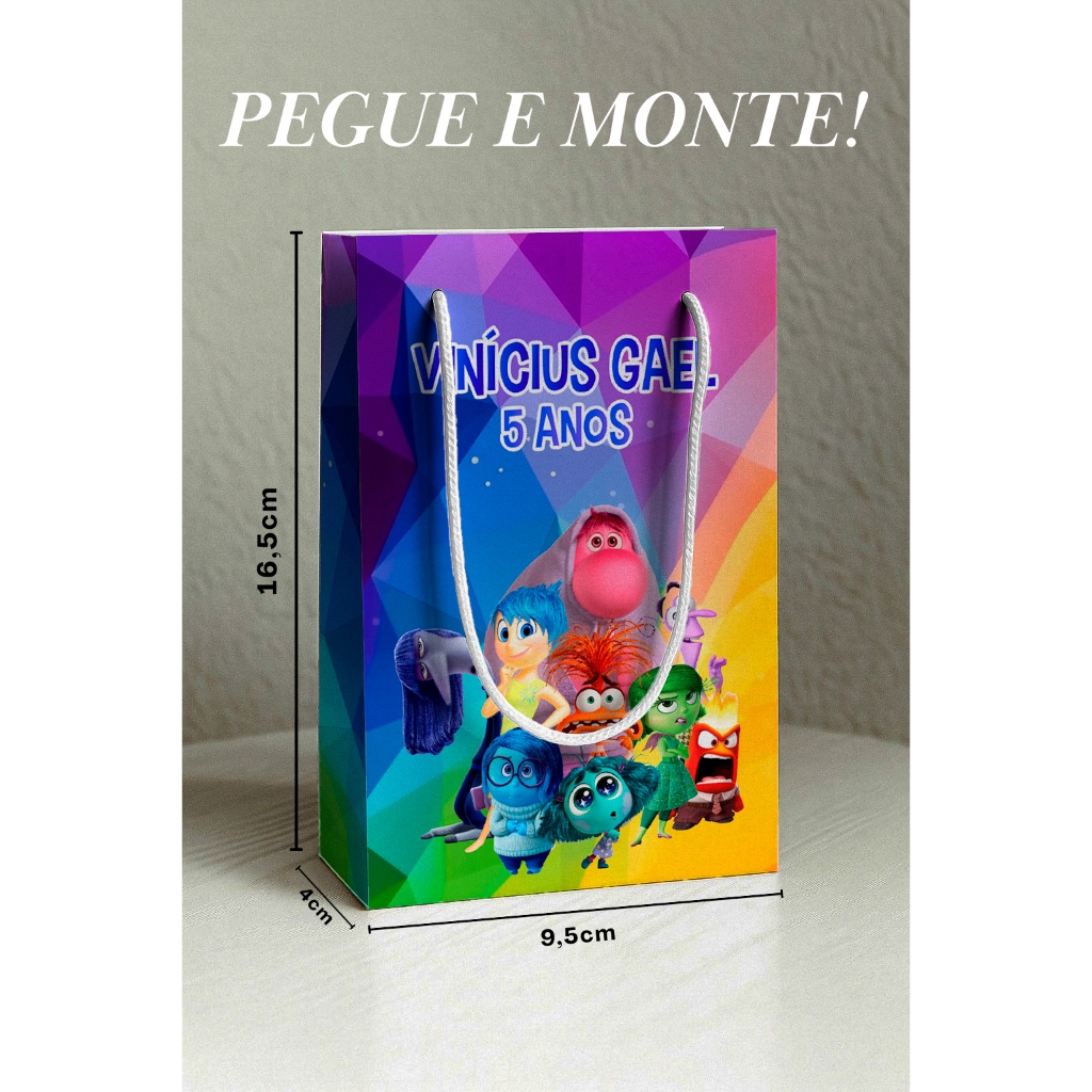 Kit Sacolinha Surpresa Divertidamente P | | Nome + Idade | Lembrancinha Personalizada