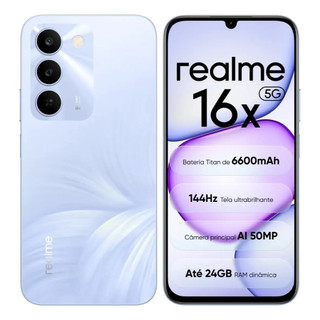 Celular realme 16X 5G Smartphone 8+256 GB Original Versão Global Bateria 6600mAh Câmera 50MP NFC IP64 Tela 6.8"