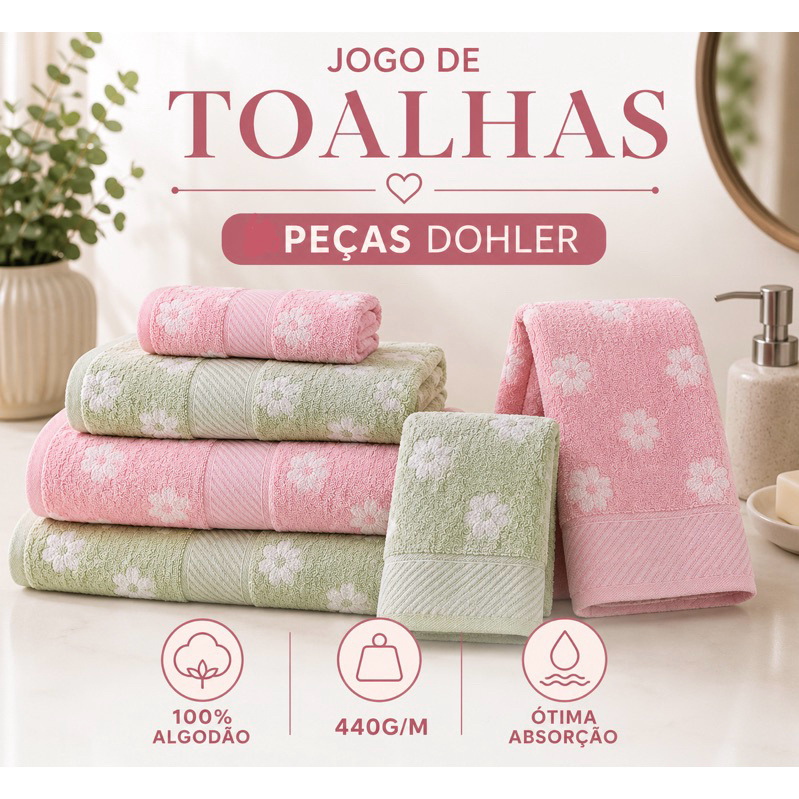 Jogo Toalhas 2 Peças Prisma Formosa Banho e Rosto 100% Algodão Dohler