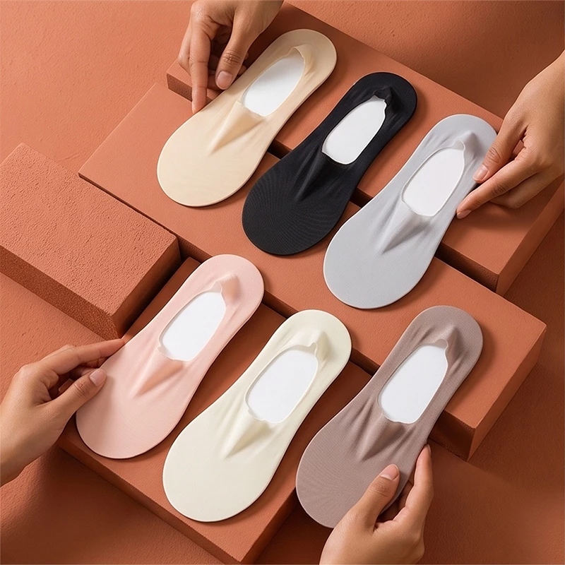 Meia Invisível Feminina Sem Costura Antiderrapante Para Sapato Baixo Kit 5 10 15 Pares