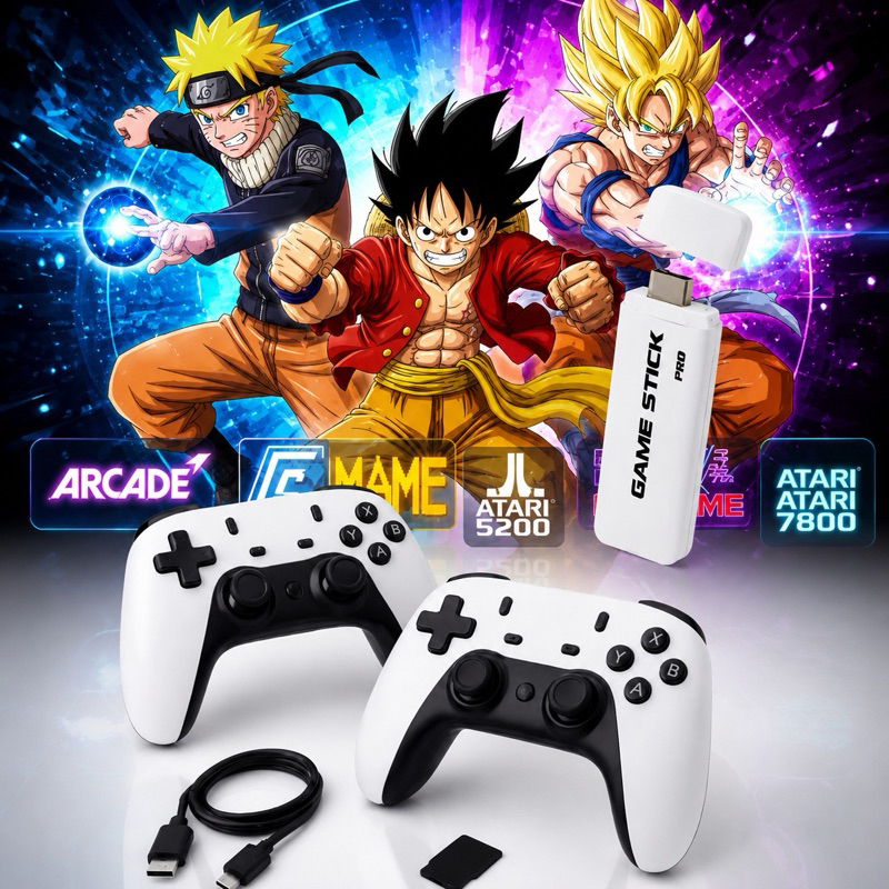 Video Game Stick M15 Plus 4K Retro 20 Mil Jogos Nostálgicos 2 Controles Sem Fio Original Console Portátil HDMI