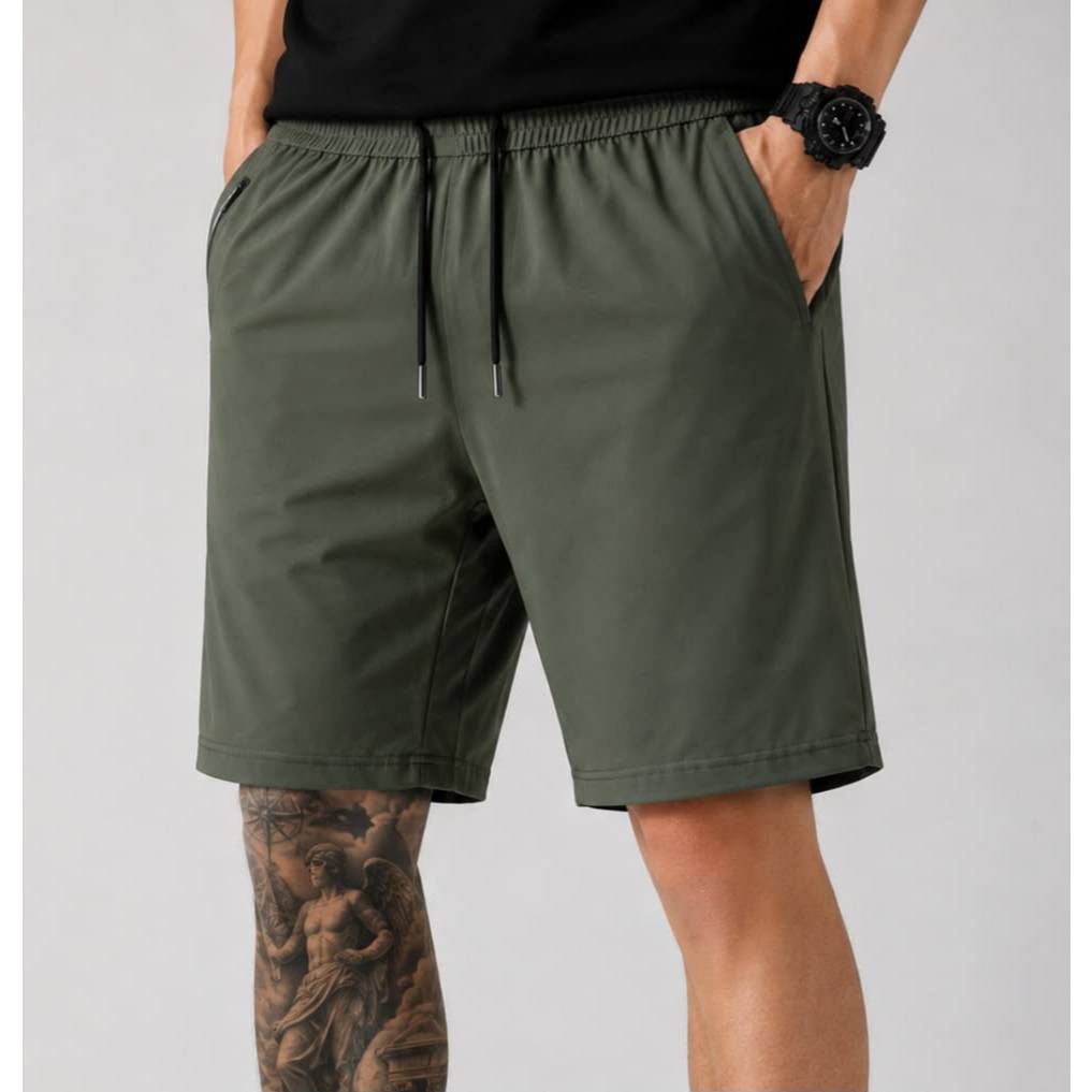 Shorts Academia Masculino Elastano Poliamida Bolsos Ziper Tecido Gelado
