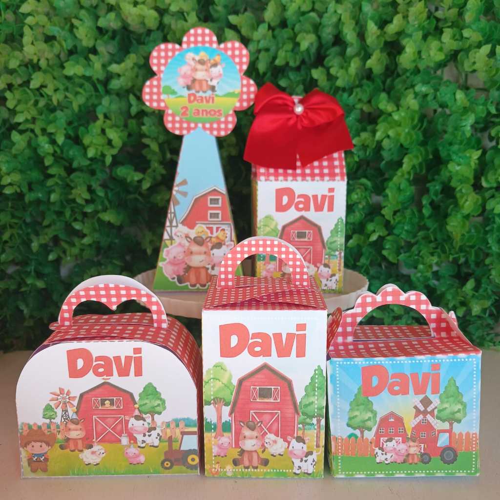 Kit festa personalizados FAZENDINHA MENINO Lembrancinhas Festa Infantil Aniversário Caixinhas mimos para festa decoração