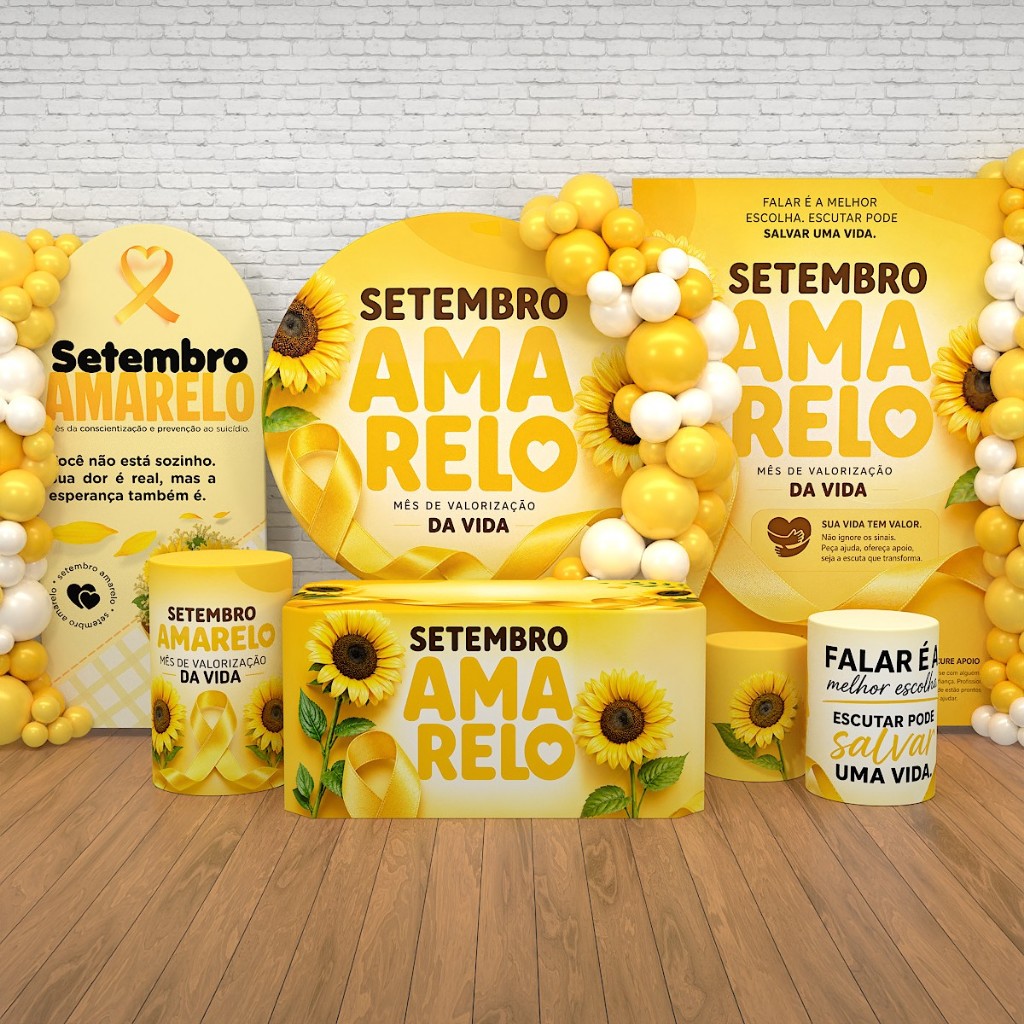 Decoração Setembro Amarelo: Capa e Painel Setembro Amarelo Sublimado Em Tecido Veste Fácil