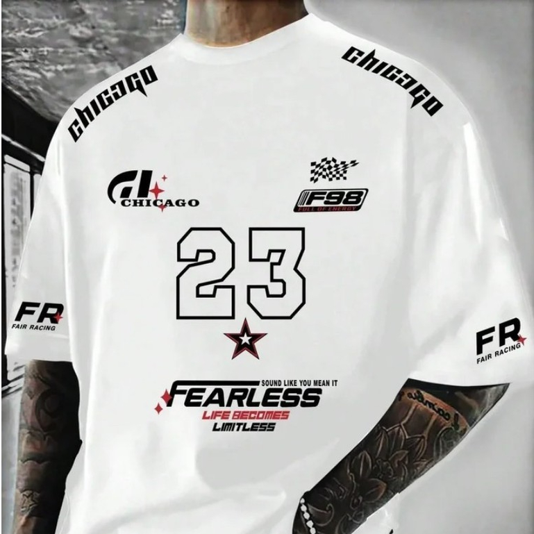 Camiseta Masculina Chicago 23 fair Racing Corrida Carro Camisa Algodao Premium 30.1 Plus Size