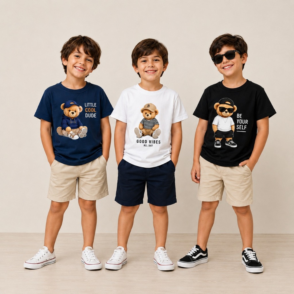 Kit Camiseta Infantil Masculina Estampa Variada Malha 100% Algodão