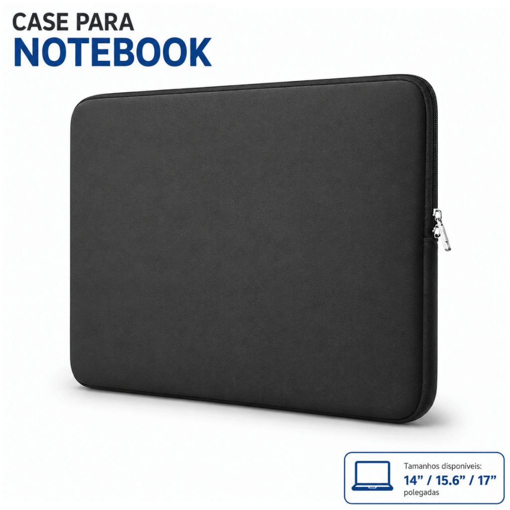 Capa Case Pasta para Notebook Case Universal 14 15,6 17 Polegadas Neoprene Slim com Zíper