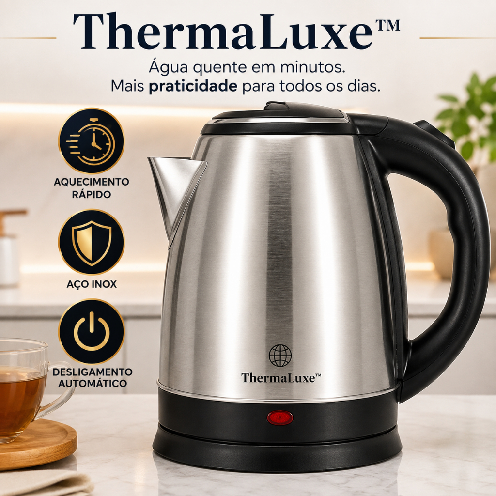 Chaleira Elétrica Inox Capacidade 1,8 Litros Potência 1000 Watts Aquecimento Rápido