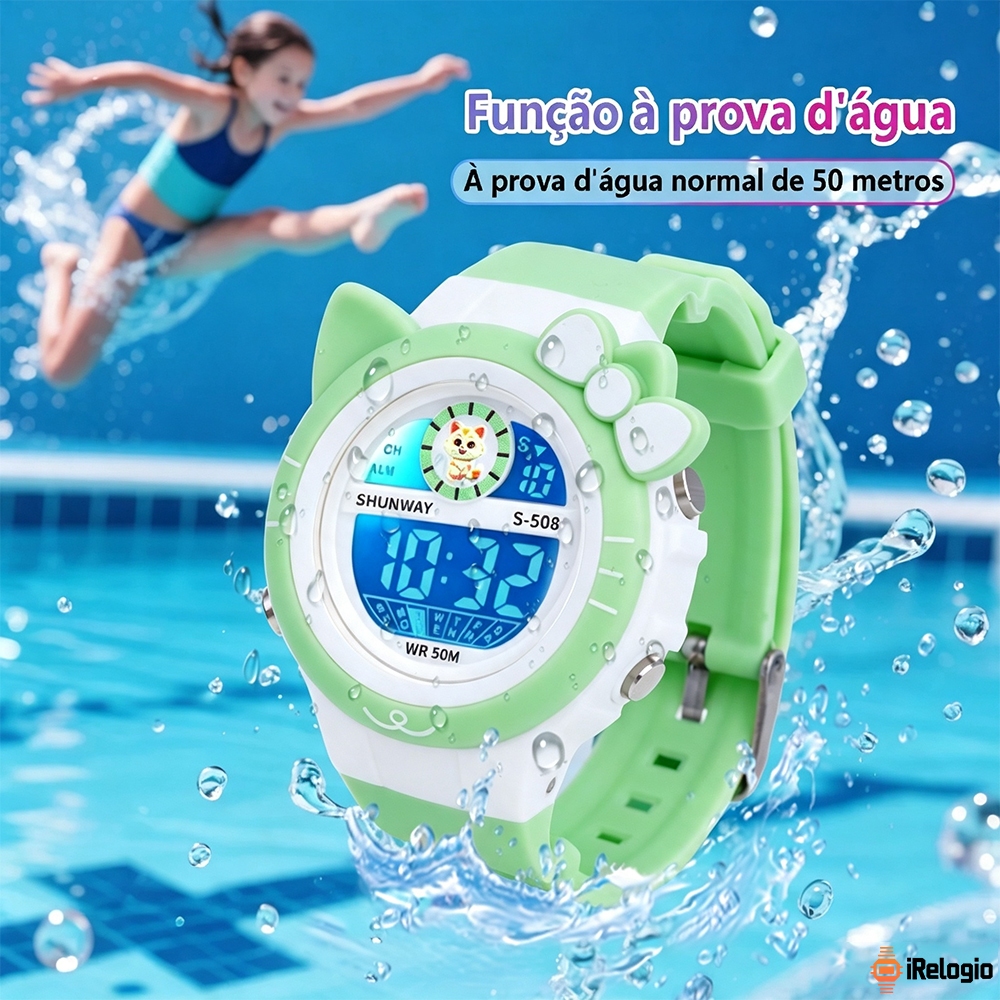 Relógio Meninos E Meninas Infantil Digital A Prova D'Água Eletrônico Esportivo Com Design Fofo De Animais Com Led