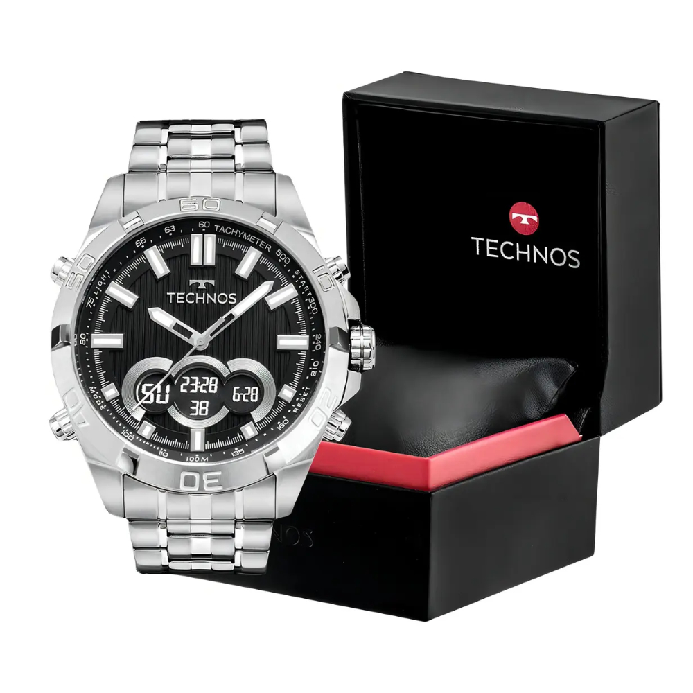 Relógio Prateado Masculino Technos Digiana BJK629AB/1P