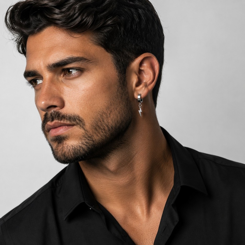 Par Brincos Raio Masculino Aço Inoxidavel Elegante Feminino Unissex - SUPER RESISTENTE Antialérgico Não Escurece