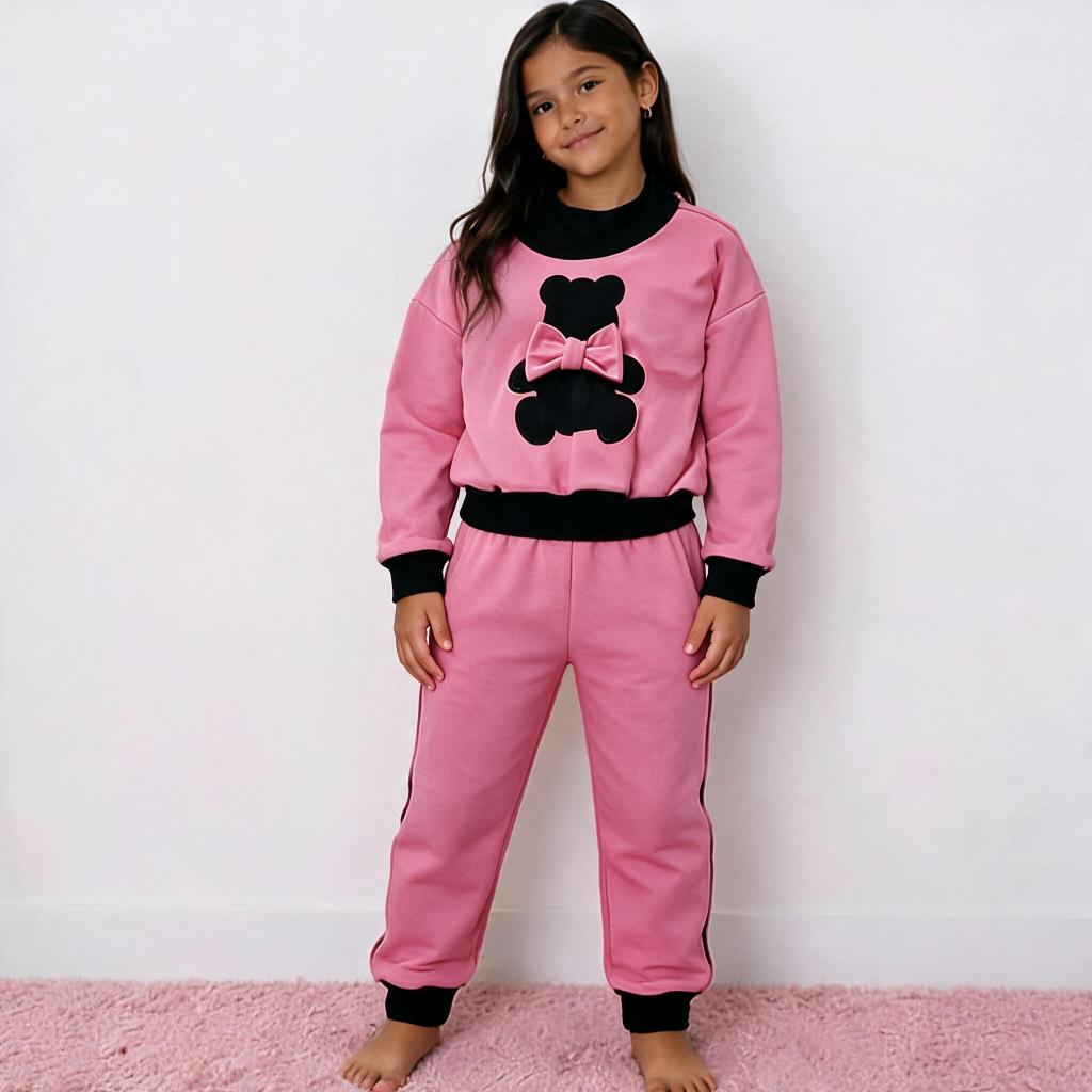 Conjunto Infantil Moletom Feminino Inverno Estampa Ursinho Menina Premium Agasalho Frio Flanelado
