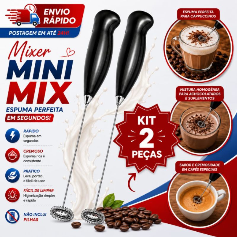 Mixer Elétrico Portatil  Kit 2 peças ou 1 Unidade Para Claras de Ovos Leite Café  Utensílios de Cozinha Promoção