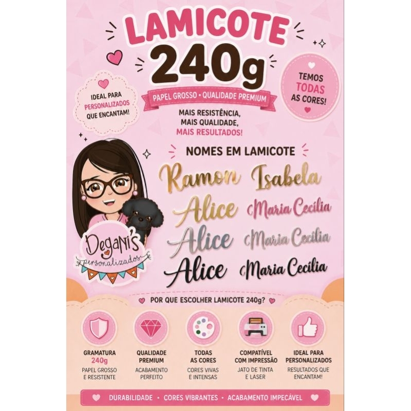 Apliques Nome personalizado Lamicote Dourado Falso Acrílico Espelhado / Lembrancinha personalizada.