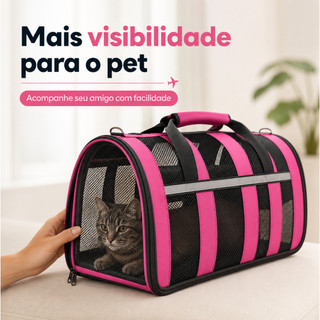 Bolsa Pet Dobrável para Transporte de Gatos e Cachorros Pequenos com Tela Respirável, Zíp…