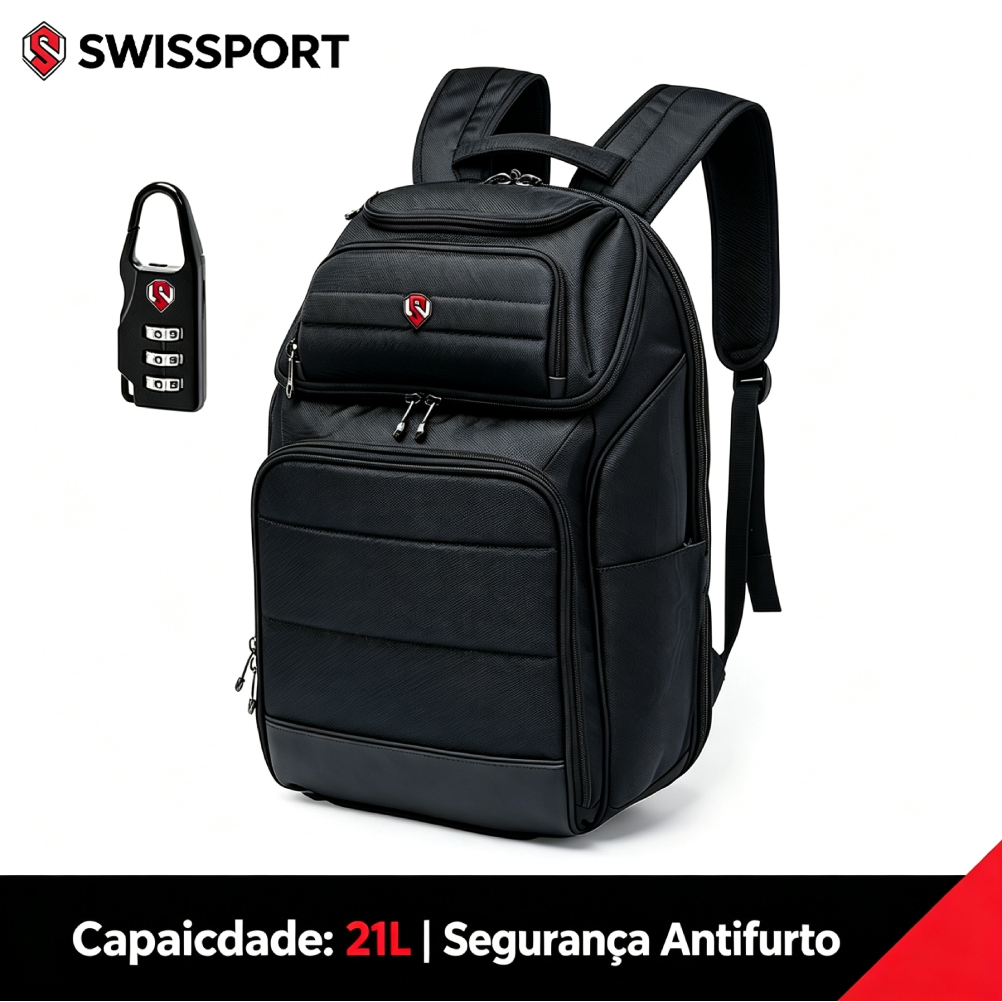 Mochila Bolsa Executiva Antifurto Resistente Swissport