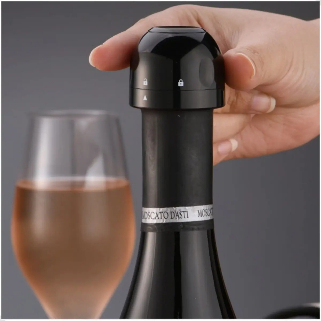 Tampa Rolha De Garrafa Vinho E Champanhe Preserva Sabor Trava Giratória Hermética — imagem 2 de 2