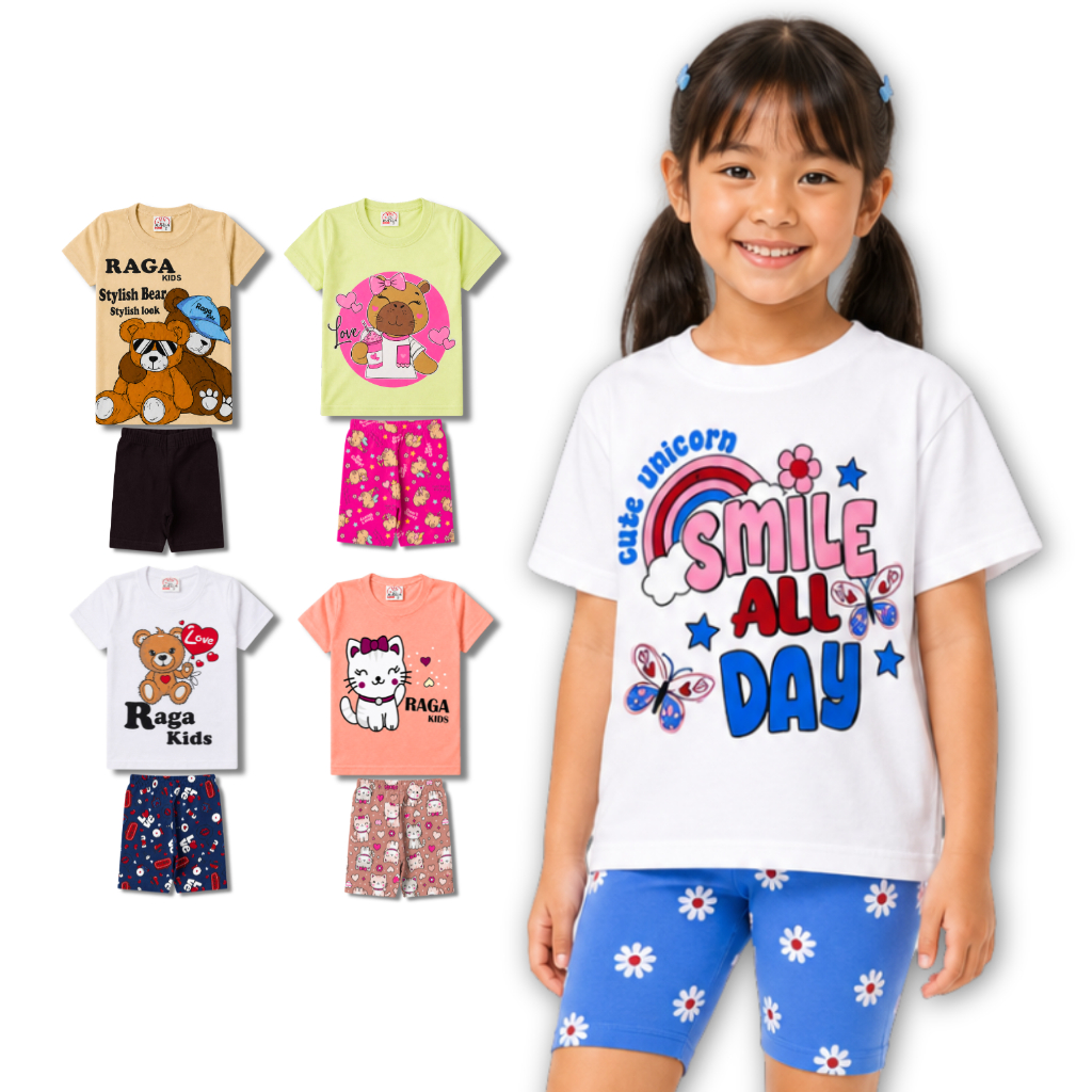 Kit 4 Conjuntos Infantil e Juvenil Feminino Menina Verão Estampados Sortidos do Tamanho 1 ao 14