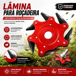 Lâmina 6 Pontas Tipo Canivete para Roçadeira, Alta Resistência