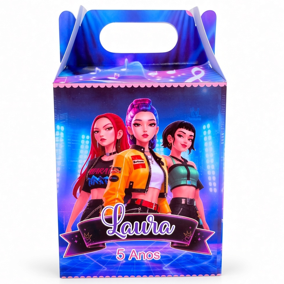 Caixa Maleta / Maletinha Guerreiras do K-Pop Personalizada  Lembrancinha Festa Aniversário infantil