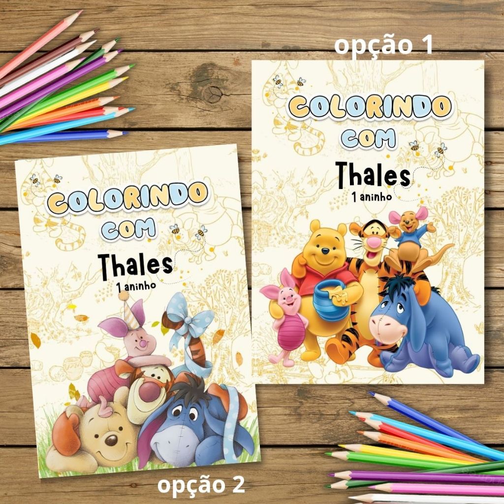 Lembrancinha ursinho Pooh | Livrinho para Colorir Personalizado | Festa Infantil / Revista infantil