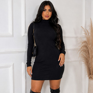 Vestido Manga Longa Feminino Gola Alta Tubinho Inverno São João Rodeio