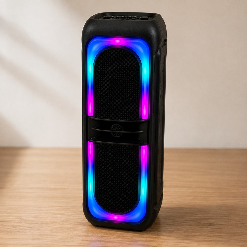Caixa de Som Bluetooth Grande Portátil 2000W PMPO Karaokê TWS USB TF Rádio FM Entrada para Microfone
