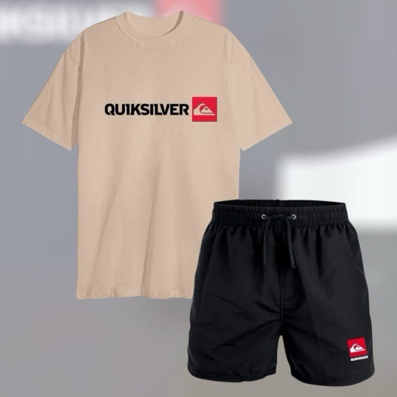 kit camiseta algodão e bermuda tectel mauricinho Quiksilver praia academia lazer caminhada esporte novidade envio rápido