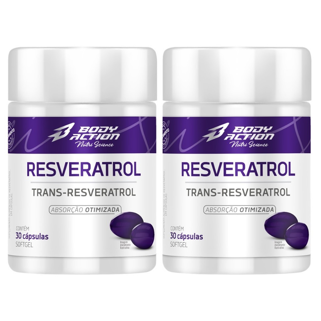 Kit 2x Resveratrol Total 60 Caps - 2 Meses Bodyaction
