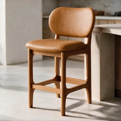 Banqueta Baixa Bar Cozinha E Sala De Jantar Fixa Betta L02 Imbuia Couríssimo Whisky - Lyam Decor