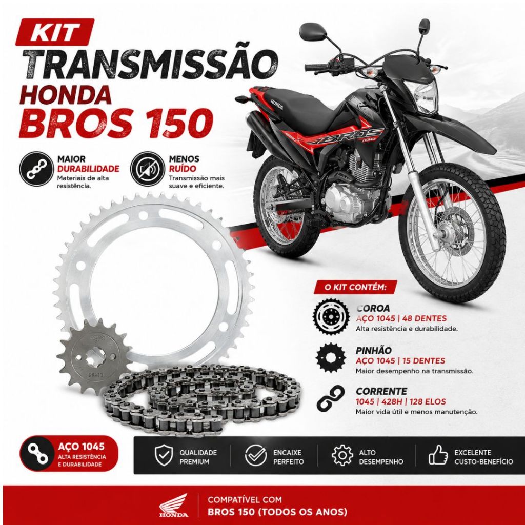 Kit Transmissão Relação Honda Bros 150