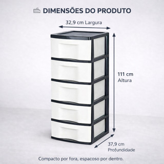 Gaveteiro Organizador 6 Gavetas Multiuso Branco Gabinete