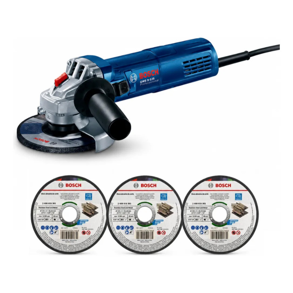 Esmerilhadeira Bosch GWS 9-125 + 3 Discos 900W