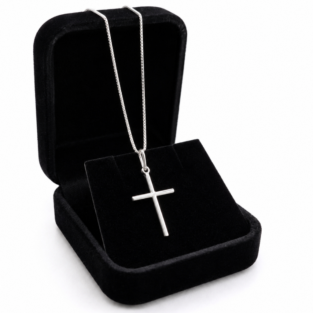 Colar Crucifixo Prata 925 Legítima Veneziana V15 Pingente Cruz 60cm