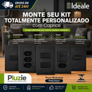 Tomada Interruptor Preto Fosco Linha Caprice Pluzie Monte Seu Kit