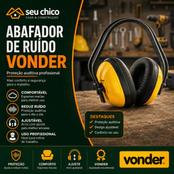 Abafador De Ruídos Tipo Concha 10DB ARV 100 VONDER Protetor Ouvido Epi Protetor Auricular