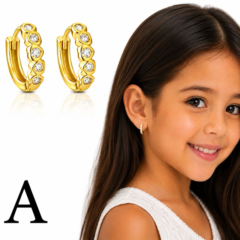 Brinco Infantil Argolinha Click Tamanho 10 e 12 mm Banhada A Ouro 18k Hipoalergênico