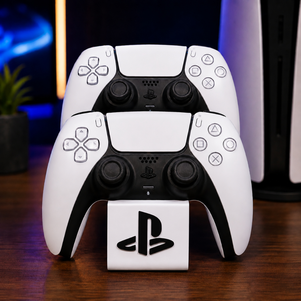 Suporte para 2 Controles PS5 Xbox Porta Controle Organizador Gamer de Mesa para Videogame Setup e Decoração
