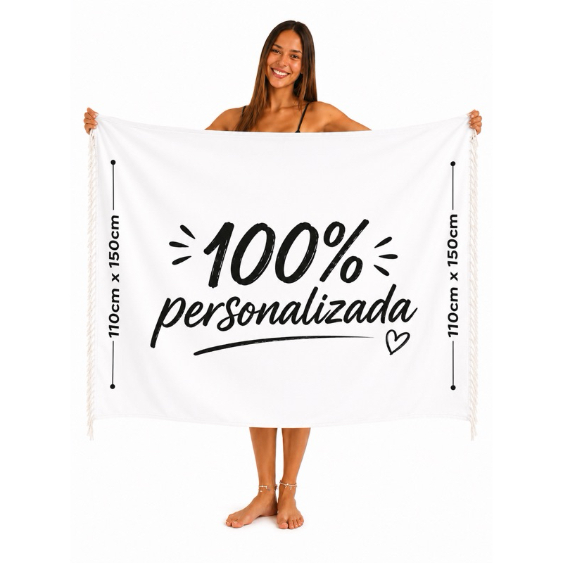 Canga de Praia Personalizada 110x150cm com Foto Nome Logo ou Estampa – Canga Grande Personalizável