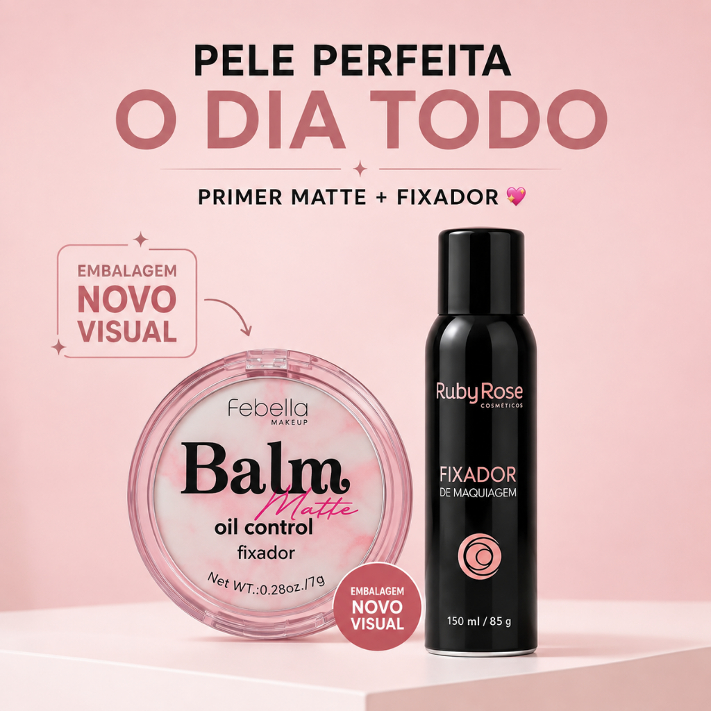 Kit Primer Matte+Fixador de Maquiagem Ruby RoseControle de Oleosidade Longa Duração Maquiagem Barata
